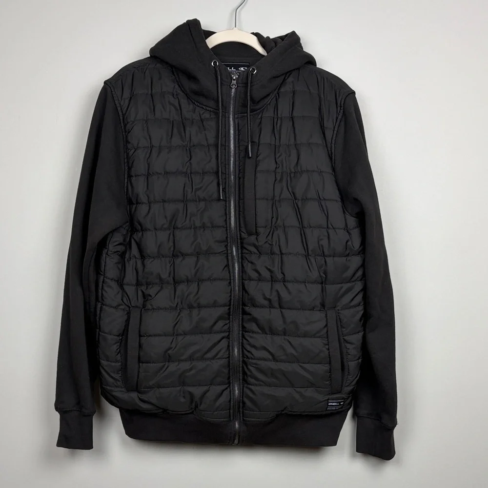 O’Neill Men’s Quilted Hooded Hybrid Jacket‎ Black SZ L